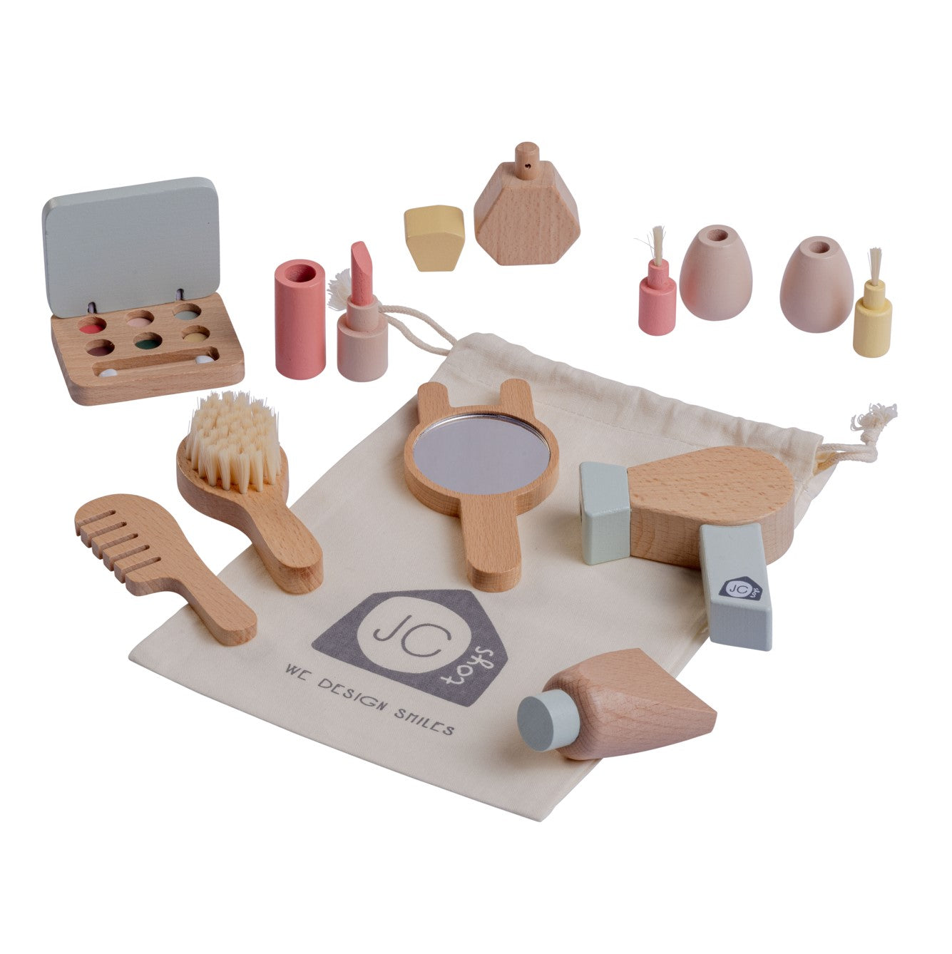 JC Toys Parfait Collection Real Wood 10 Piece Personal Care Make Up Set For Dolls and Stuffed Animals of all Sizes Ages 3 Twiggly Toys