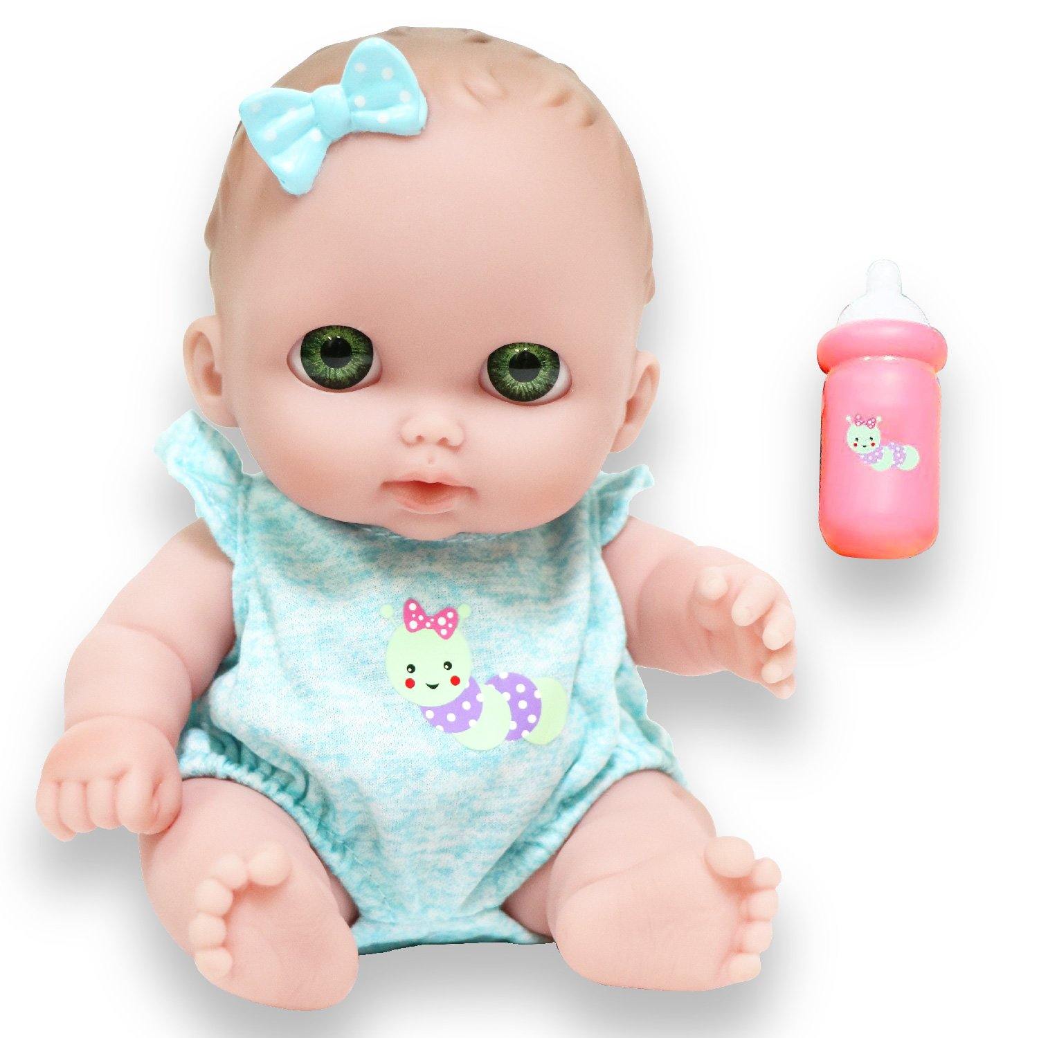 Lil Cutesies, Bibi 8.5 All Vinyl Baby Doll with Green Eyes and Removable  Outfit Ages 2+