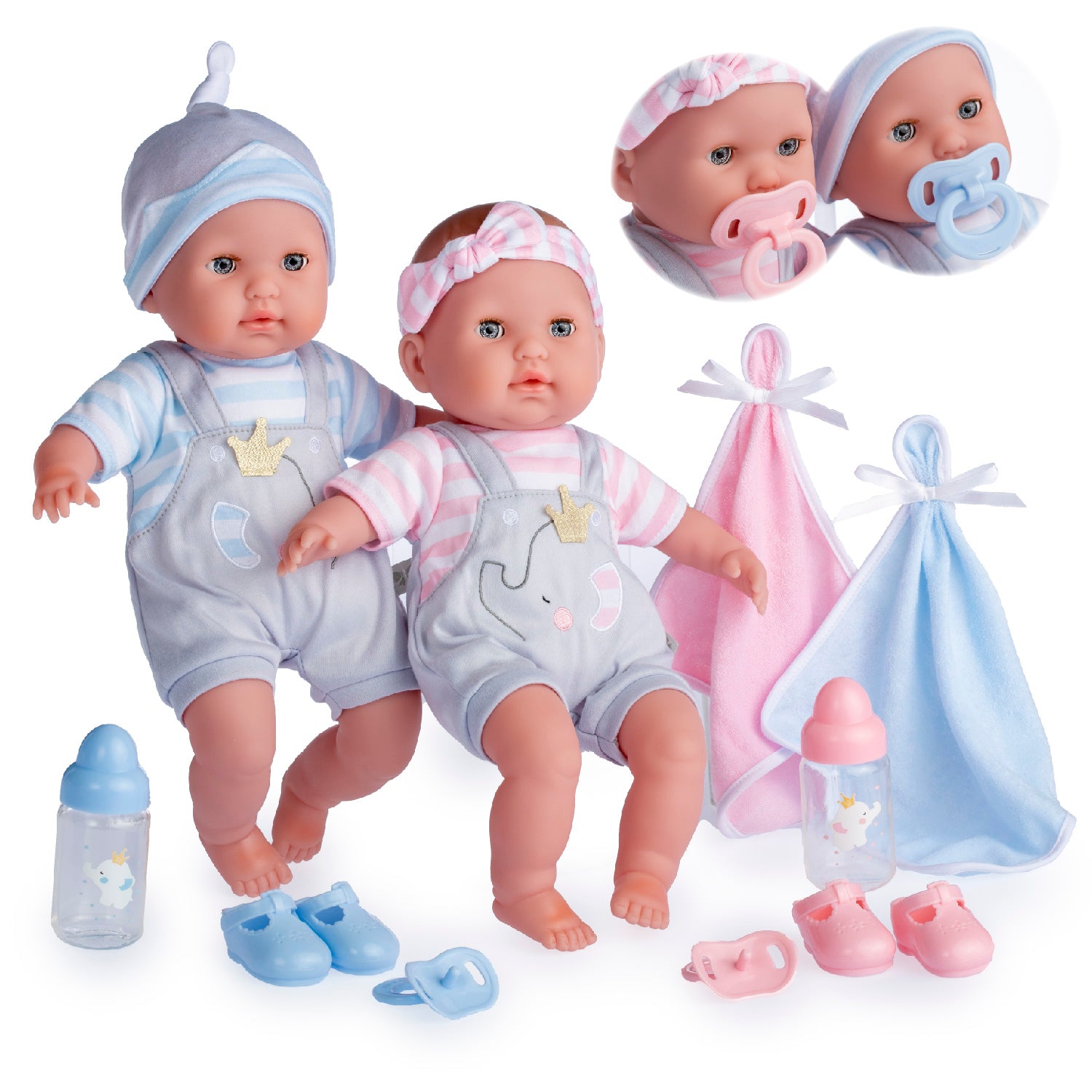 JC Toys Berenguer Boutique TWINS 15in Soft Body Baby Doll Open Close JC Toys Group Inc