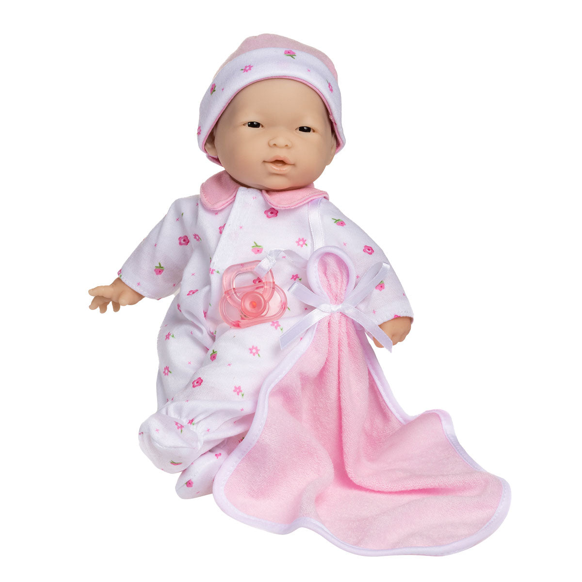 JC Toys, La Baby 11 inch Soft Body Asian Baby Doll in Pink Outfit