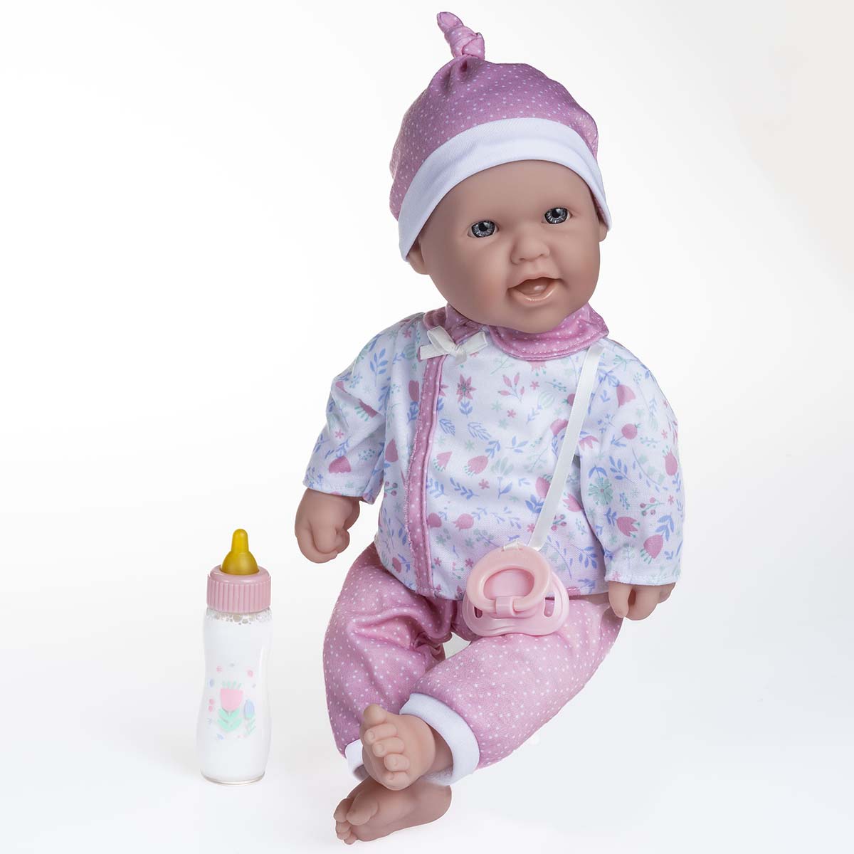 La Baby ® 16" Soft Body Baby Doll White/Pink 3 Piece Outfit w/ Pacifier & Magic Bottle