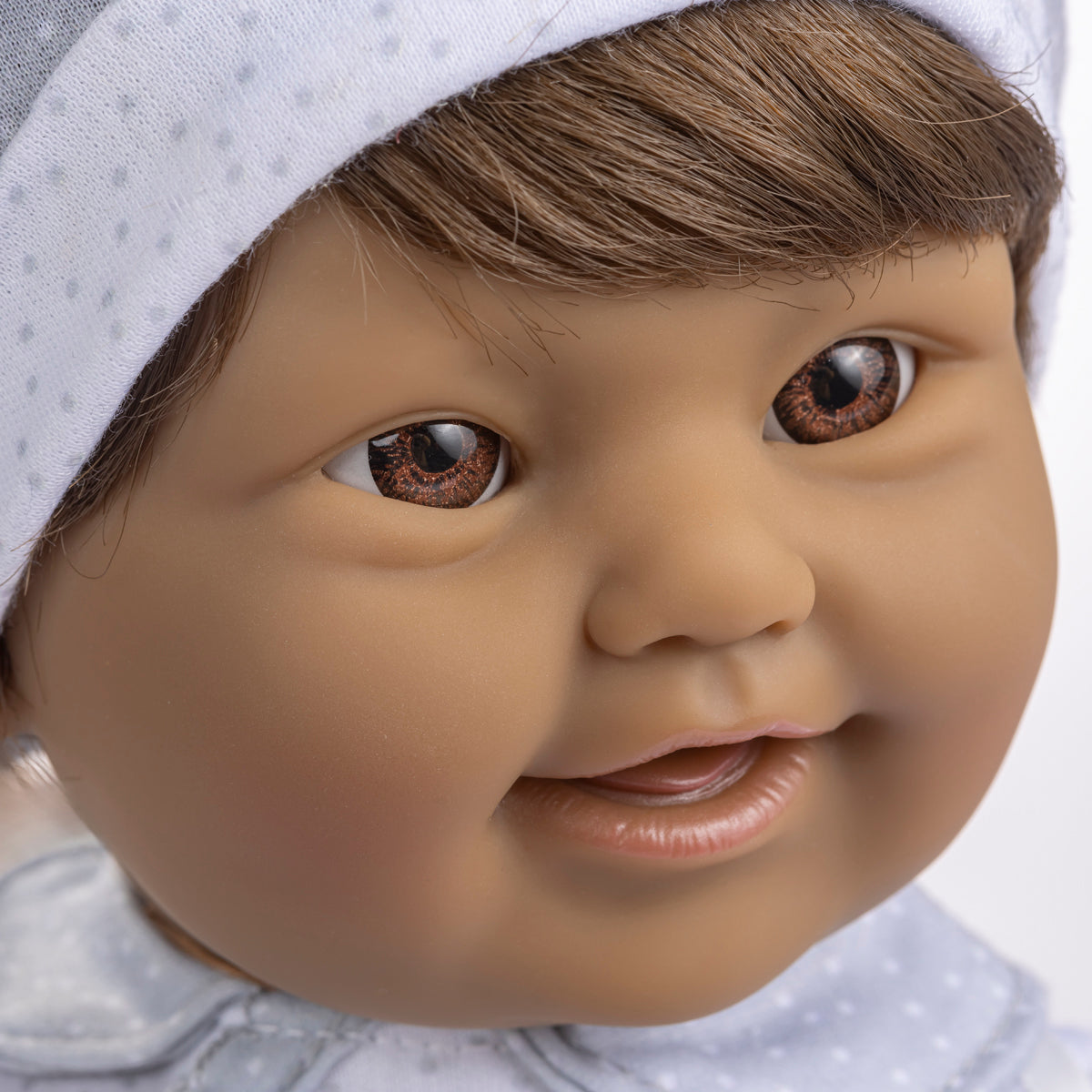 JC Toys, Ethnic Down Syndrome La Baby 16 inches Soft Body Baby Doll with Brown Hair - Realistic Features