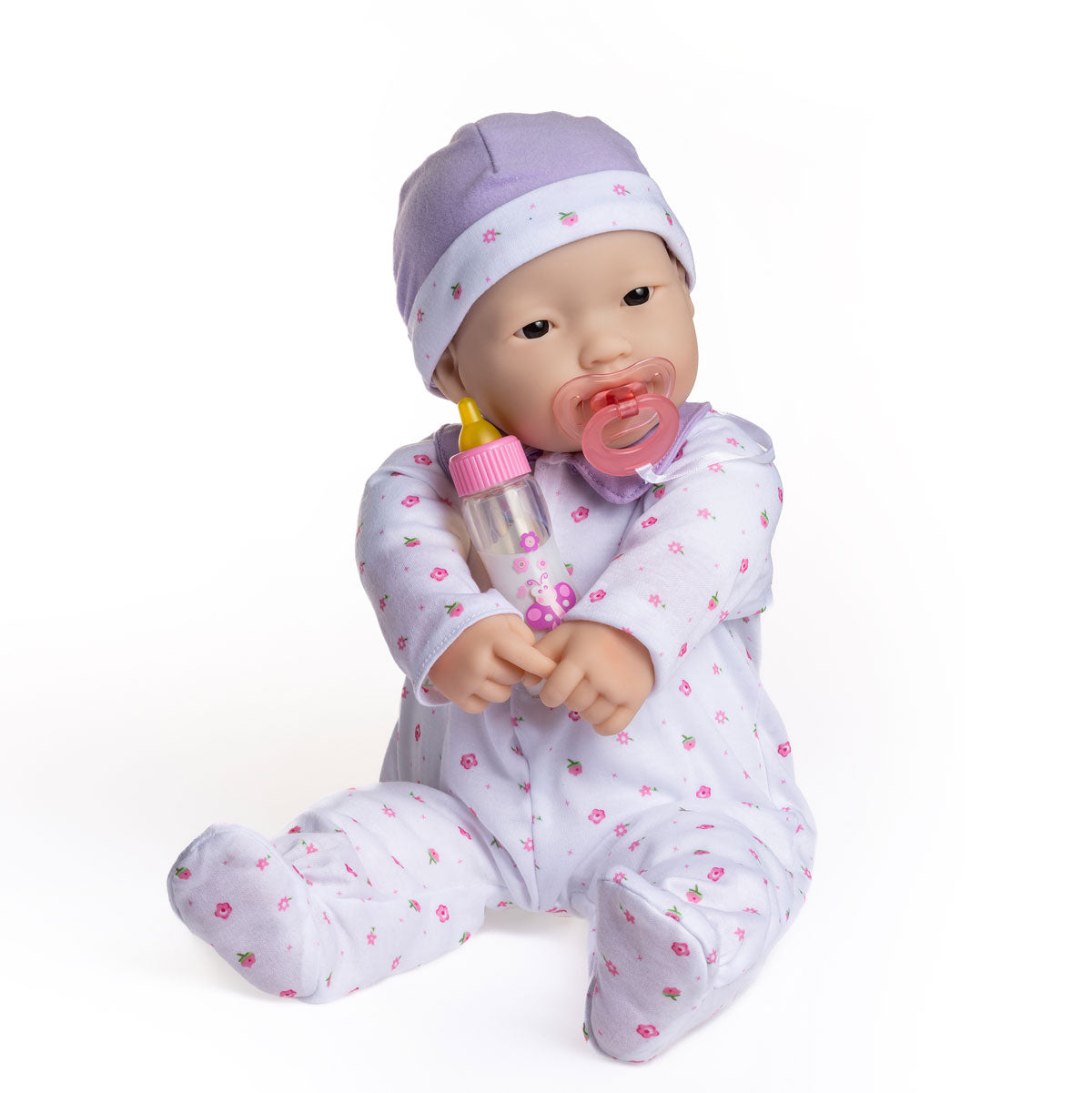 La Baby Play Doll 20 Asian Soft Body Baby Doll in baby outfit Purple w Pacifier