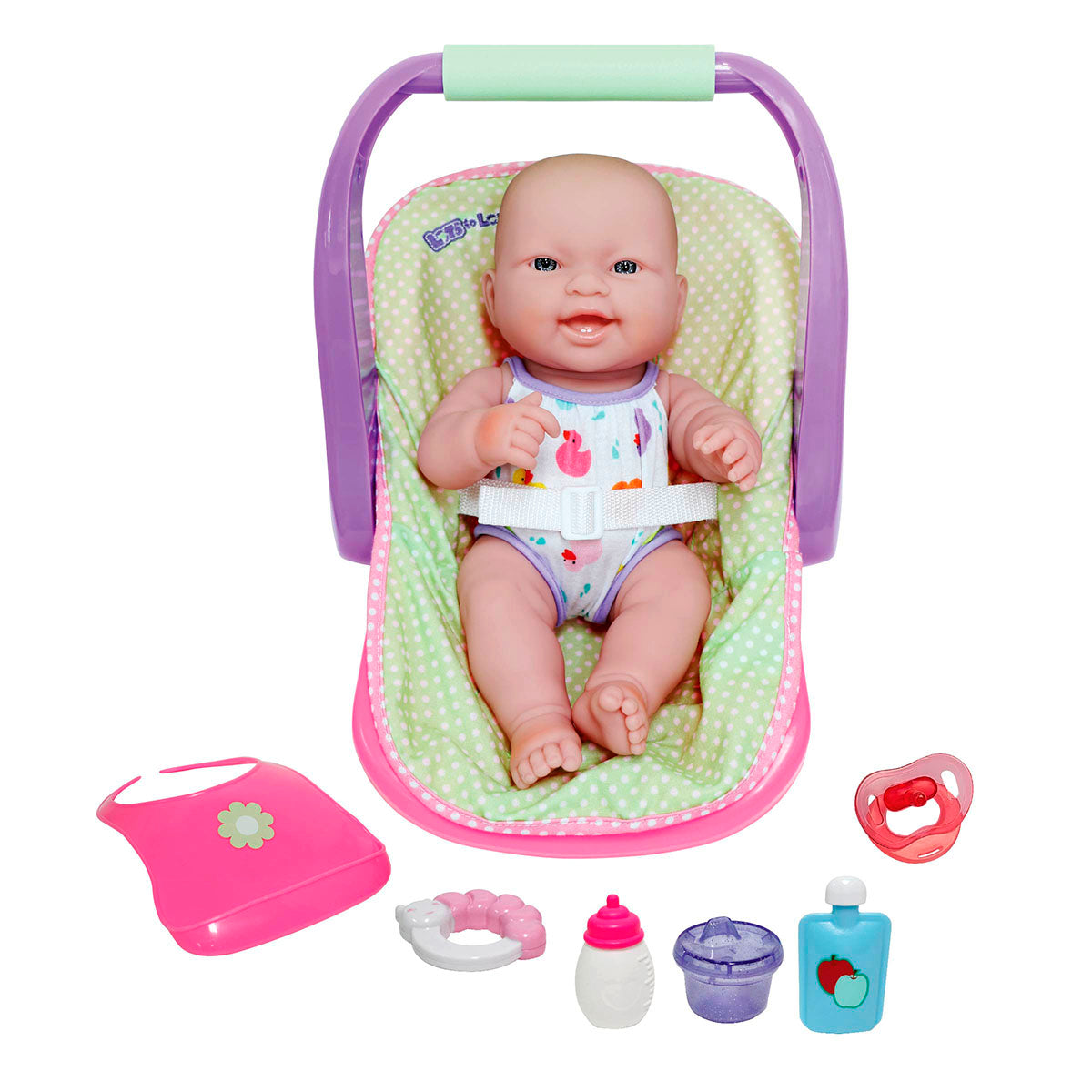 JC Toys, Lots to Love Babies Doll | 14" All-Vinyl Play Doll Adjustable Carrier Set | Children 2+