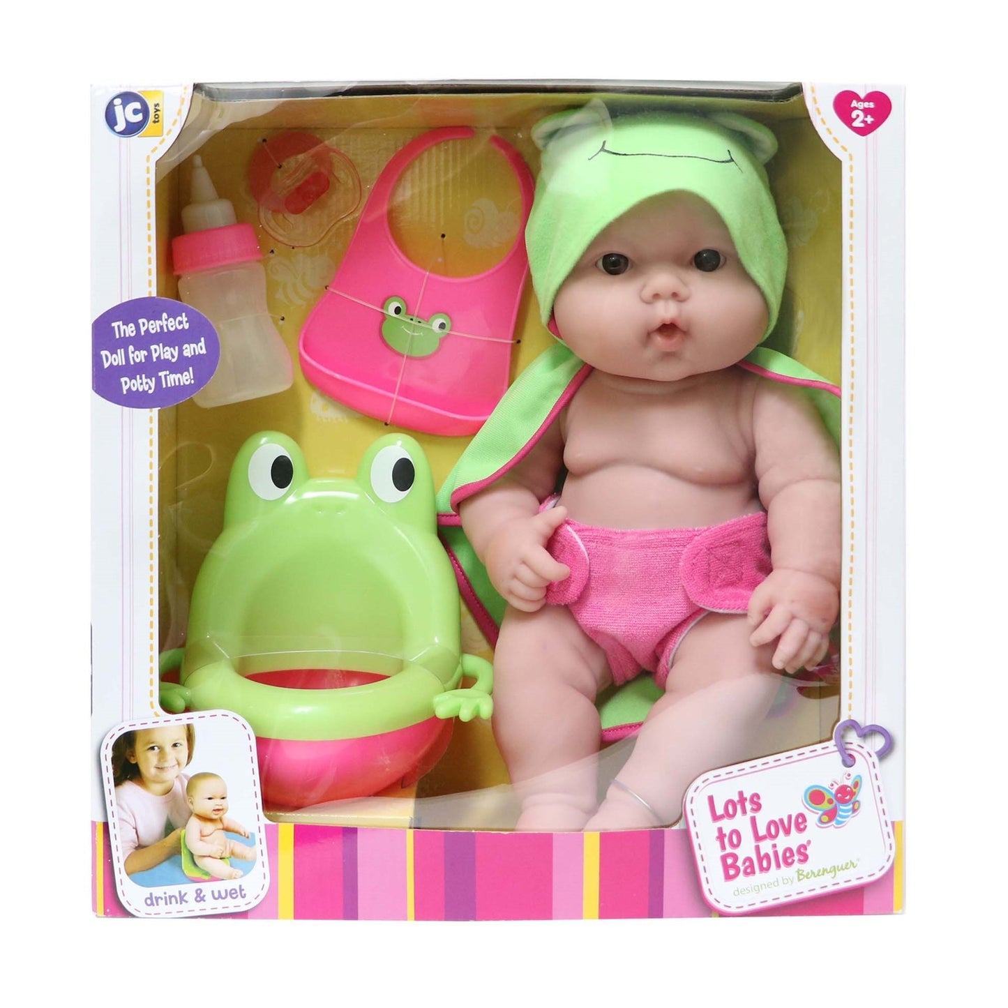 JC Toys, Lots to Love Babies 14" All-Vinyl Doll Frog Potty Gift Set with Accessories