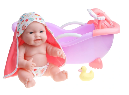 JC Toys, Lots to Love Babies 14" All-Vinyl Doll Bathtub Gift Set with Rubber Ducky