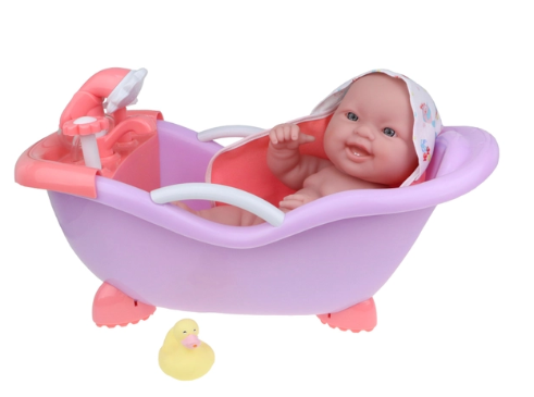 JC Toys, Lots to Love Babies 14" All-Vinyl Doll Bathtub Gift Set with Rubber Ducky