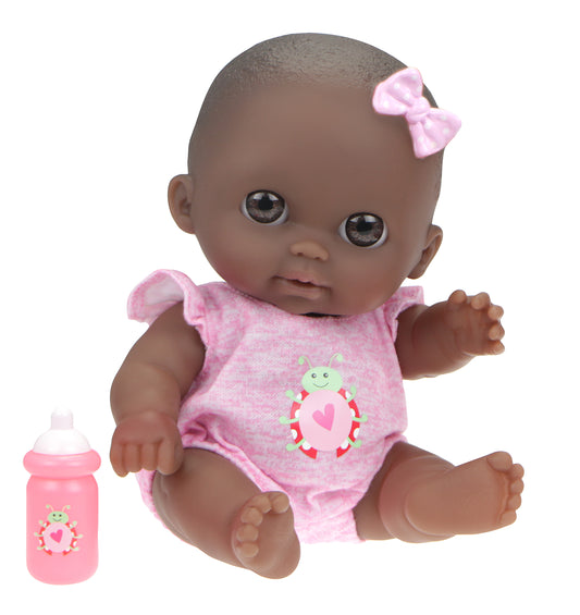 JC Toys - Lil Cutesies Lila African American 8.5" All Vinyl Baby Doll | Posable and Washable | Removable Outfit | Brown Eyes | Ages 2+