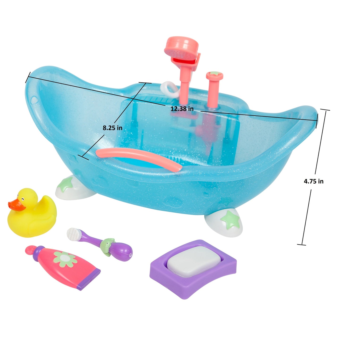 JC Toys Lil' Cutesies 8.5" Baby Doll in Bathtub with Fun Accessories - All-Vinyl