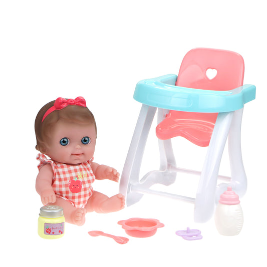 JC Toys, Lil' Cutesies 9.5 inches All Vinyl Washable Doll High Chair Gift Set