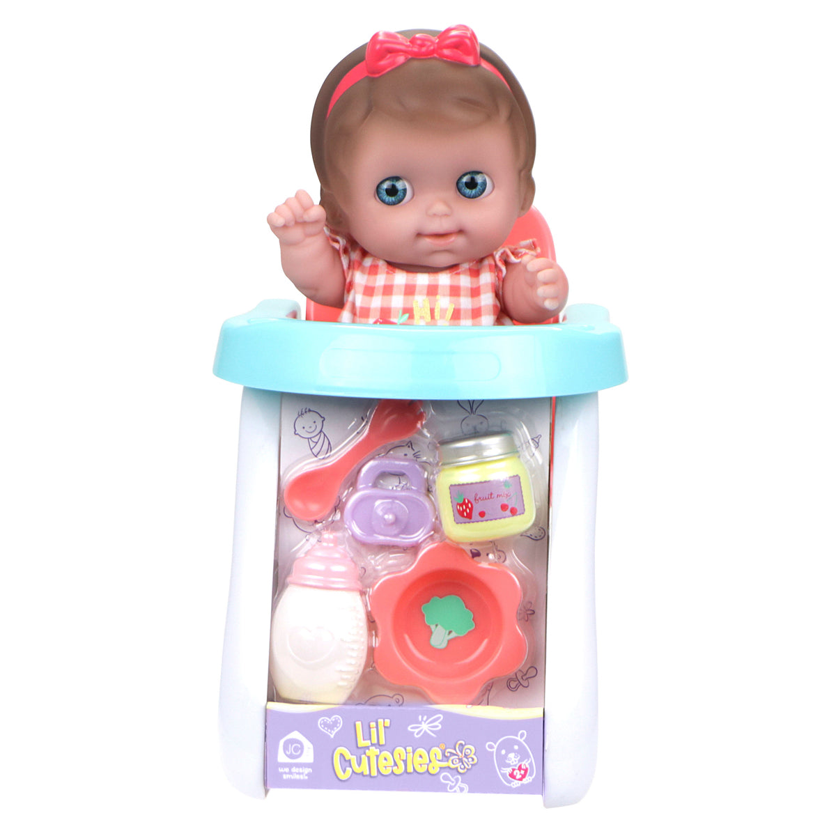 JC Toys, Lil' Cutesies 9.5 inches All Vinyl Washable Doll High Chair Gift Set