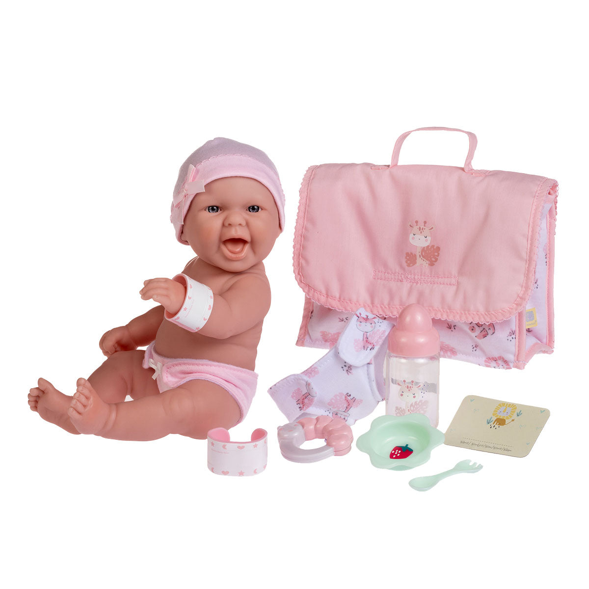 JC Toys, La Newborn 10 Piece Deluxe Diaper Bag Gift Set 13" Realistic Smiling Baby Newborn Doll