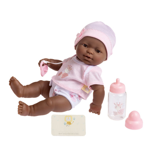 JC Toys, La Newborn 12inches African American All Vinyl Nursery Gift Set Doll