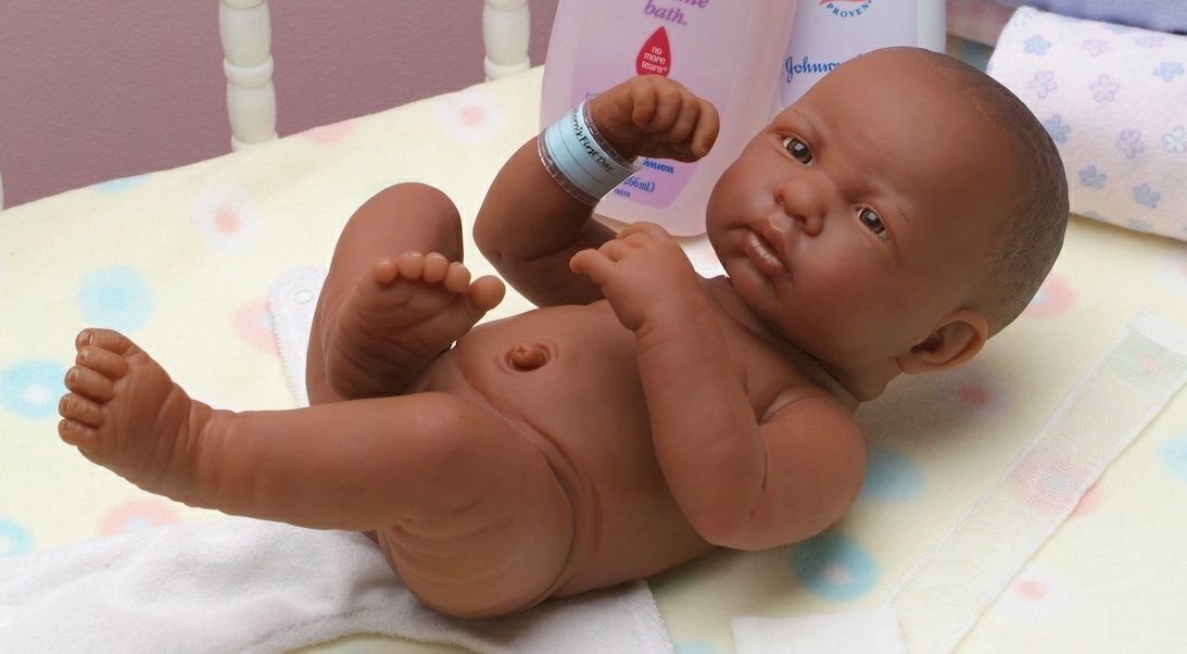 La Newborn African American "First Day" 14" Real Boy