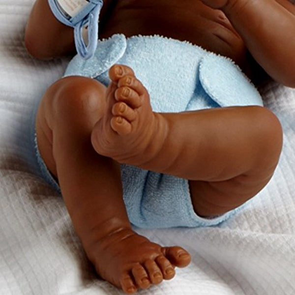 La Newborn African American "First Day" 14" Real Boy