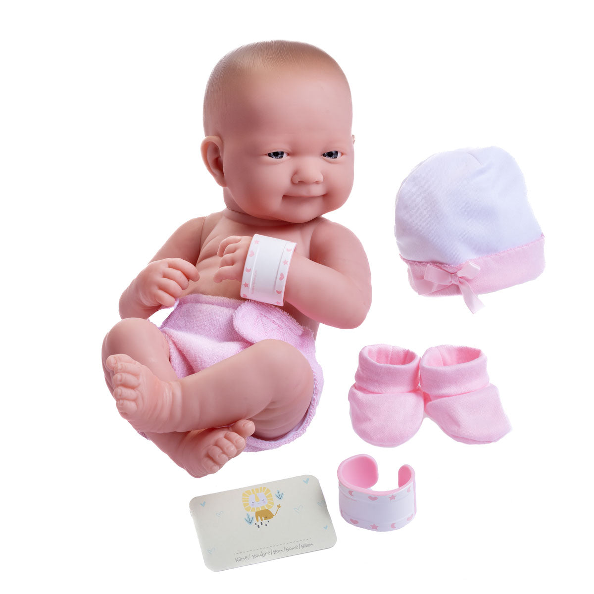 JC Toys, La Newborn Nursery 8 piece Layette Pink Baby Doll Gift Set 14 inch Lifelike Smiling Doll-Accessories-Ages 2+