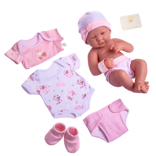 JC Toys, La Newborn Nursery 8 piece Layette Pink Baby Doll Gift Set 14 inch Lifelike Newborn Doll-Accessories-Ages 2+