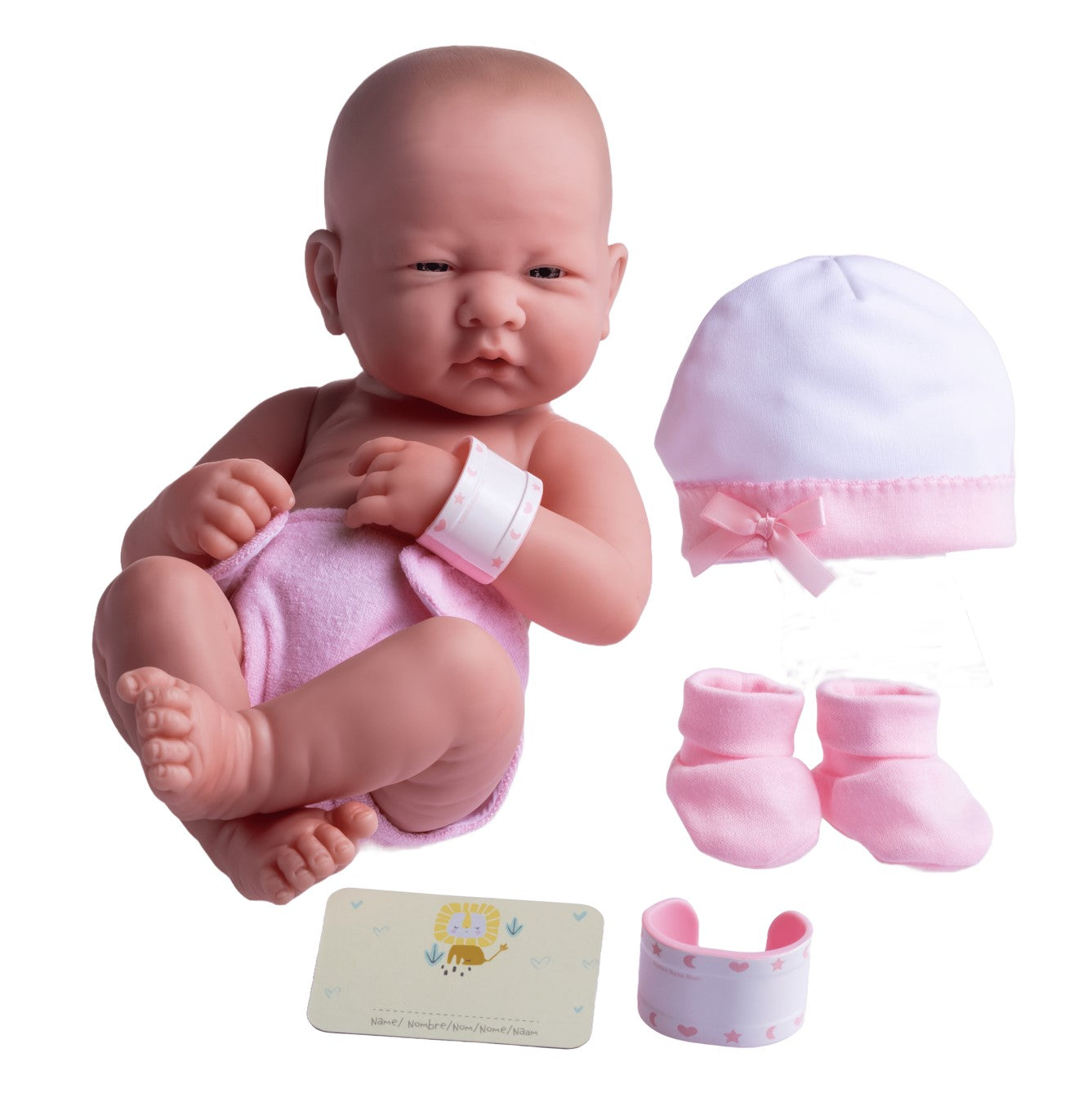 JC Toys, La Newborn Nursery 8 piece Layette Pink Baby Doll Gift Set 14 inch Lifelike Newborn Doll-Accessories-Ages 2+