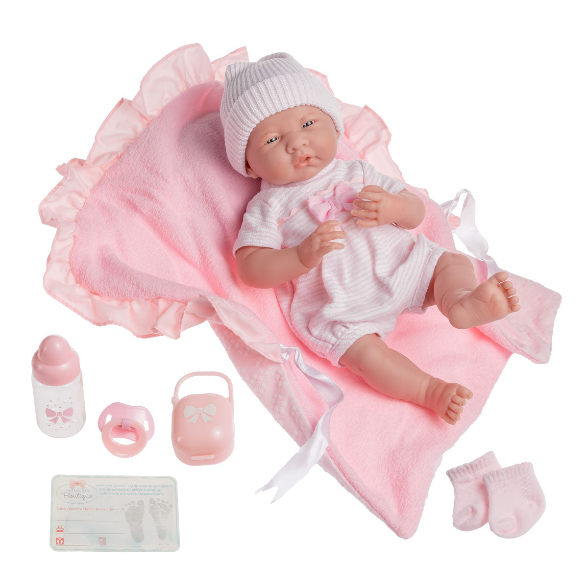 JC Toys, La Newborn Soft Body Baby Doll 15.5in Deluxe Pink Layette Gift Set