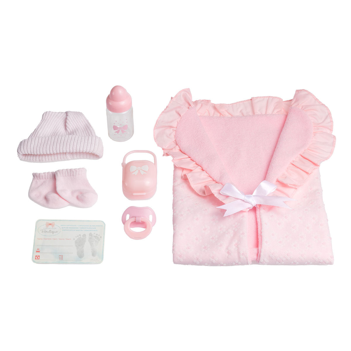 JC Toys, La Newborn Soft Body Baby Doll 15.5in Deluxe Pink Layette Gift Set