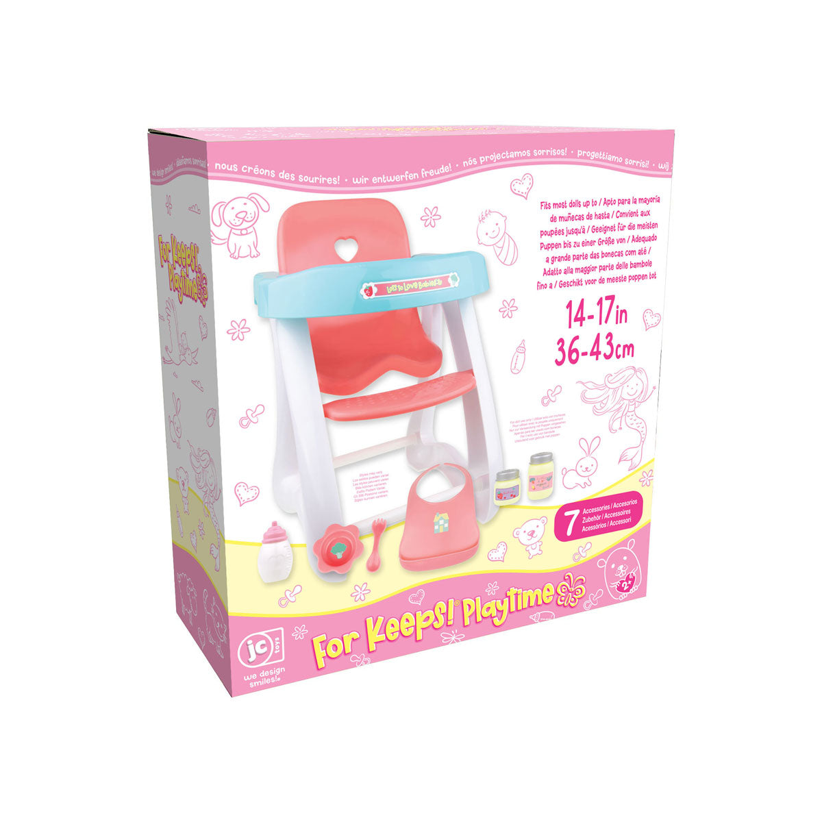 For Keeps! Highchair + Accessory Gift Set fits dolls up to 16” dolls - Ages 2+