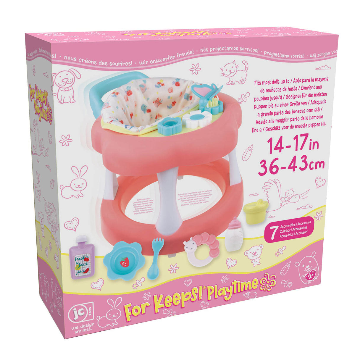 For Keeps! Baby Doll Walker with play accessory for dolls up to 16"