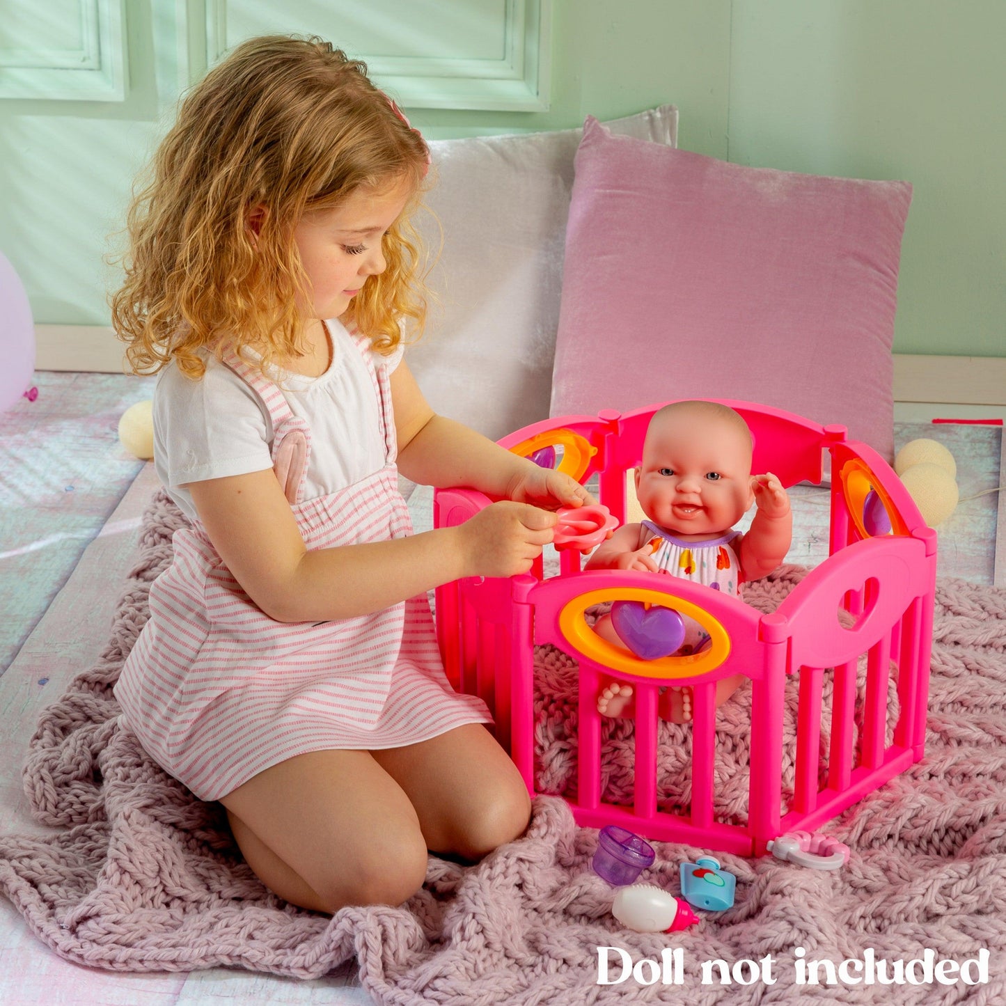 JC Toys, Deluxe Baby Doll PlayPen and Accessories for Dolls up to 17 inches