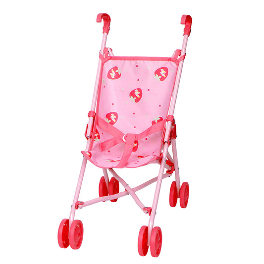 JC Toys | Missy Kissy | Folding Doll Stroller | Pink Strawberry Print | Ages 3+