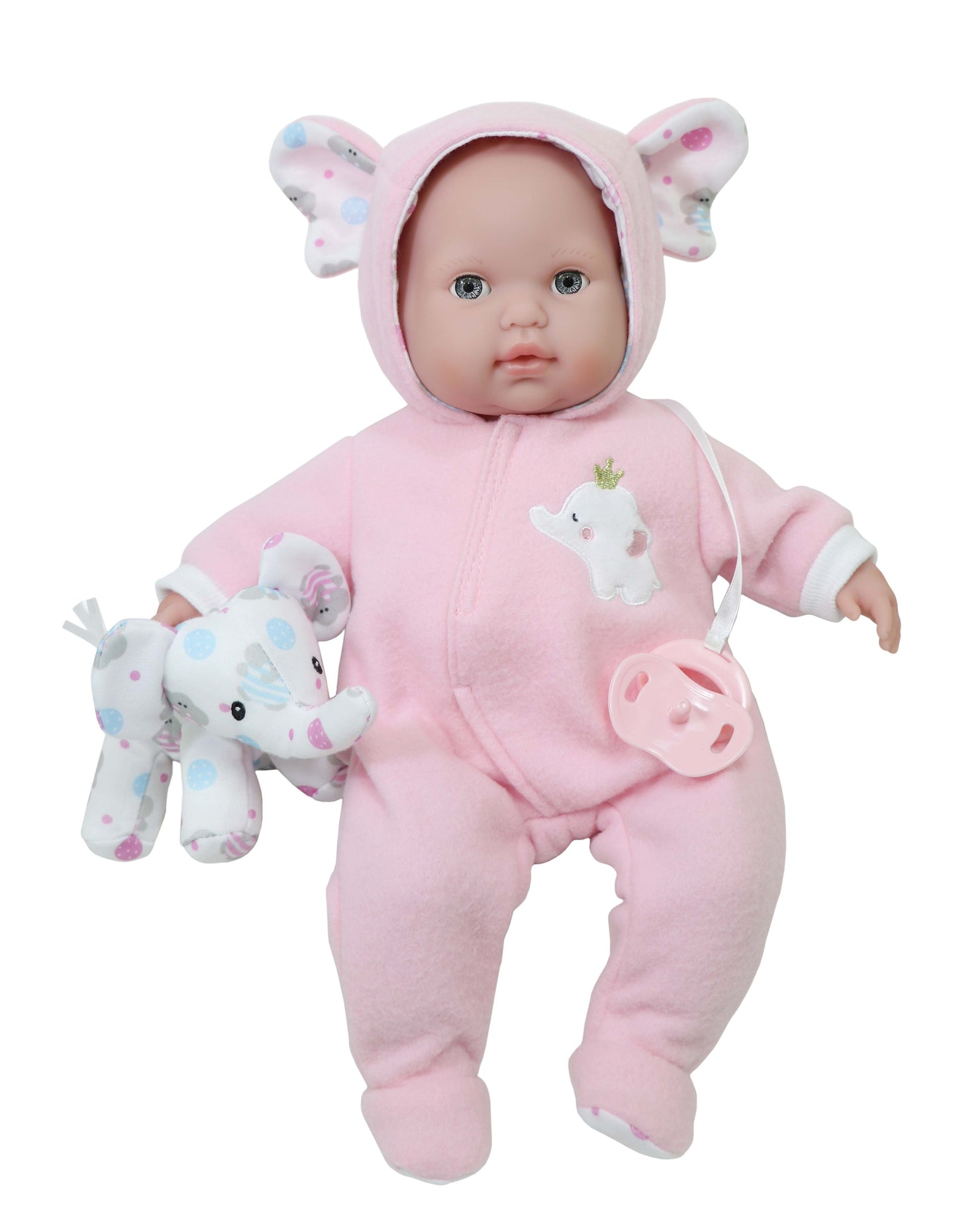 Berenguer Boutique Pink Soft Body 15" Baby Doll Open/Close Eyes w/Play Elephant For Children 2+