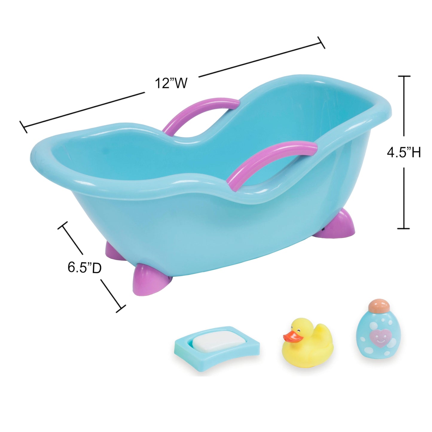 For Keeps! Blue with Pink Baby Doll Bath Gift Set - Fits Small Dolls up to 11” dolls