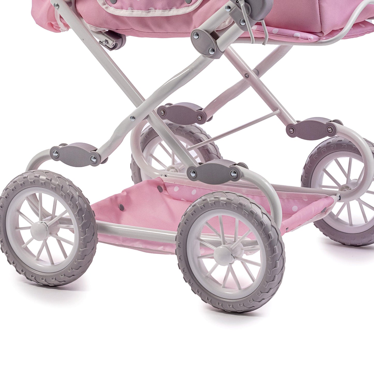 JC Toys Berenguer Boutique Deluxe Foldable Baby Doll Stroller with Canopy Removable Carry Basket Pink Ages 3+