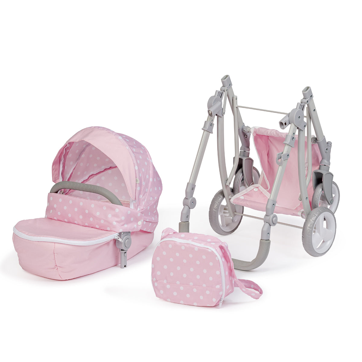 JC Toys - Berenguer Boutique Playtime | Deluxe Folding Sports Pram Stroller | Royal Pink Collection | for Dolls up to 20" | Ages 3+