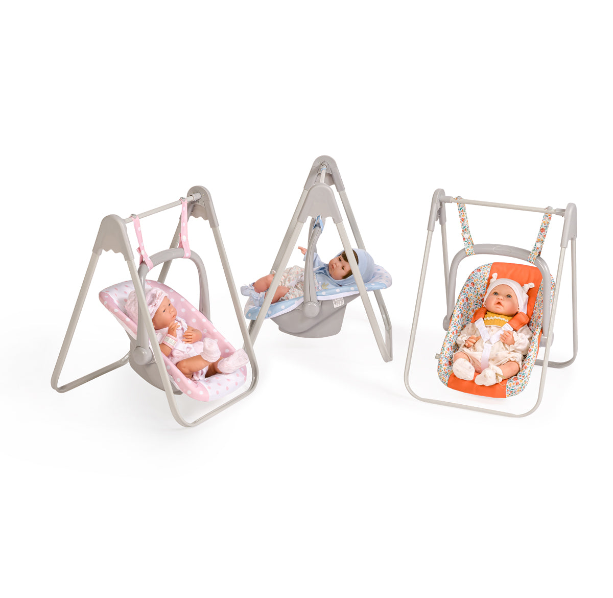 JC Toys - Berenguer Boutique Playtime | 2 in 1 Baby Doll Swing and Portable Carrier | for Dolls up to 18" | Ages 3+ | Nature Theme Collection