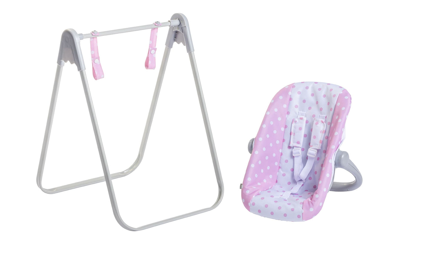 JC Toys - Berenguer Boutique Playtime | 2 in 1 Baby Doll Swing and Portable Carrier | for Dolls up to 18" | Ages 3+ | Pink