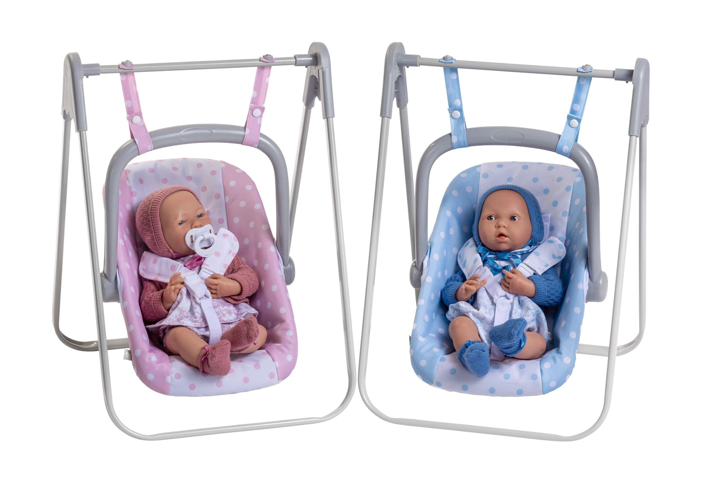 JC Toys - Berenguer Boutique Playtime | 2 in 1 Baby Doll Swing and Portable Carrier | for Dolls up to 18" | Ages 3+ | Pink