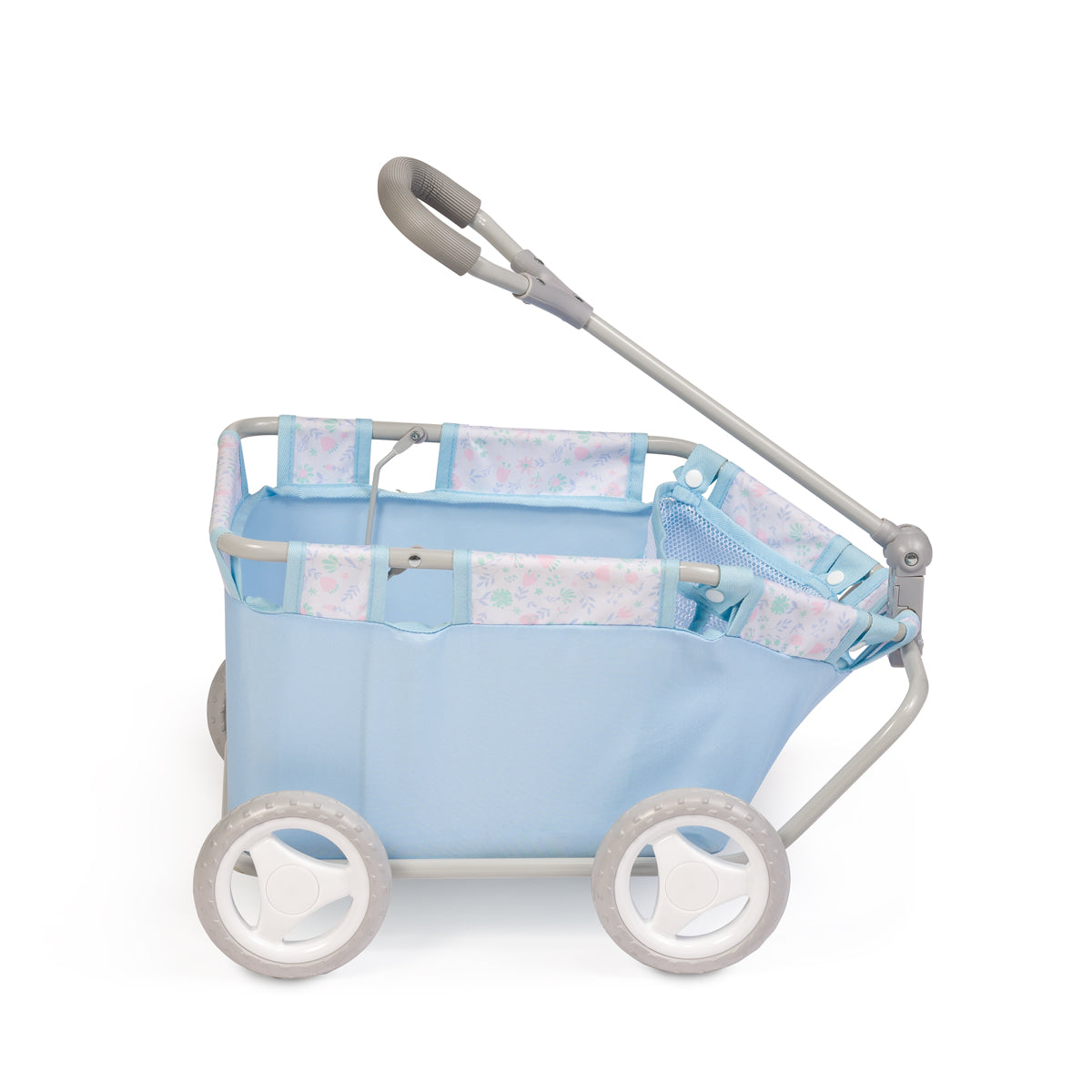 JC Toys - Berenguer Boutique Playtime | Deluxe Folding Pull Along | Blue Floral Collection | For Dolls up to 20" | Ages 3+