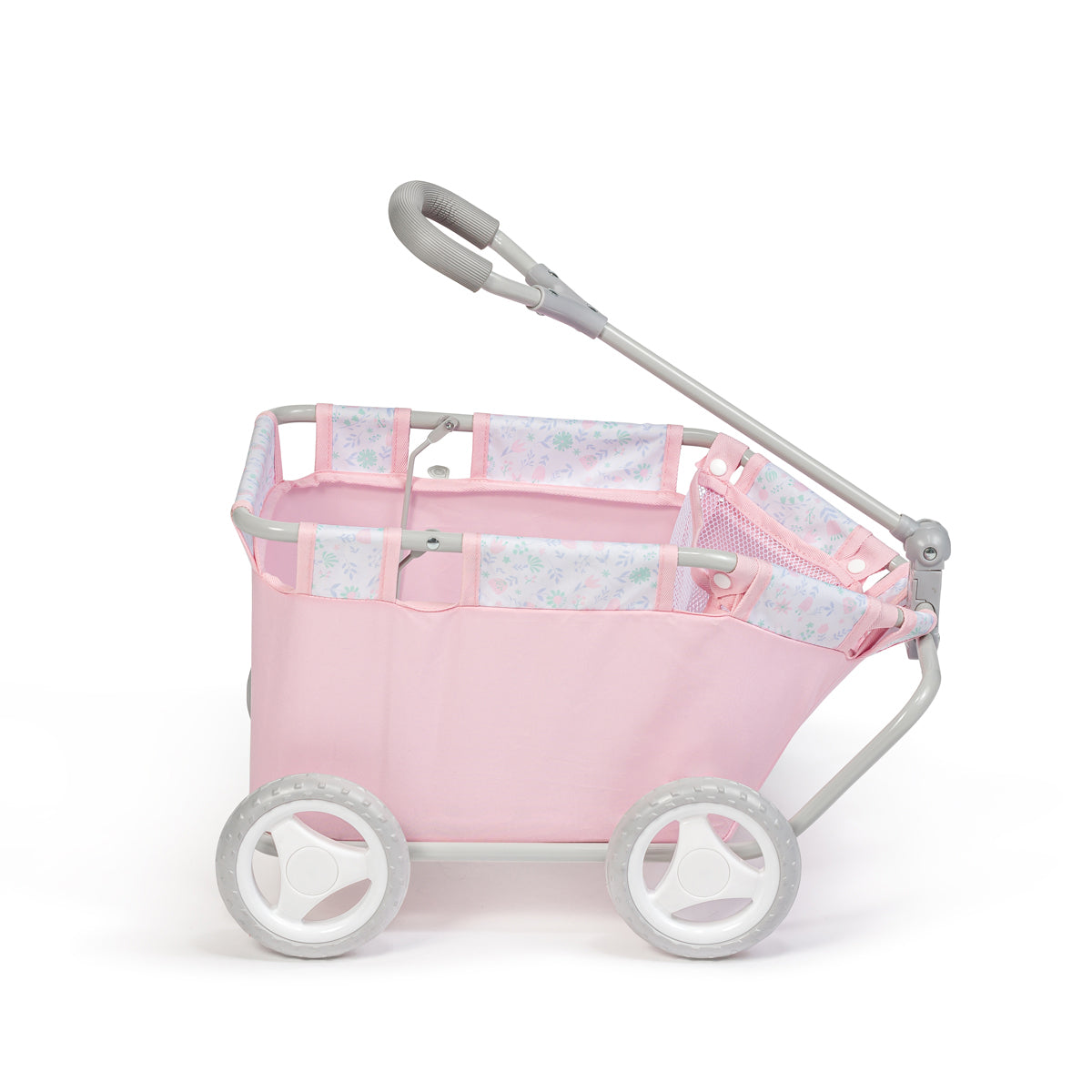 JC Toys - Berenguer Boutique Playtime | Deluxe Folding Pull Along | Pink Floral Collection | For Dolls up to 20" | Ages 3+