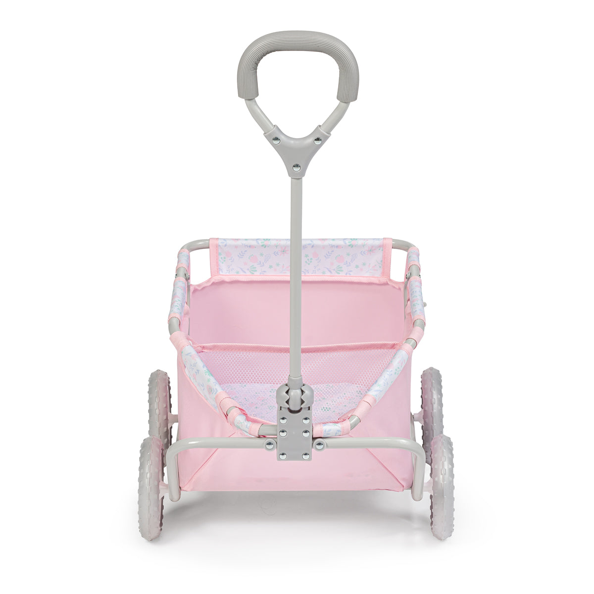 JC Toys - Berenguer Boutique Playtime | Deluxe Folding Pull Along | Pink Floral Collection | For Dolls up to 20" | Ages 3+