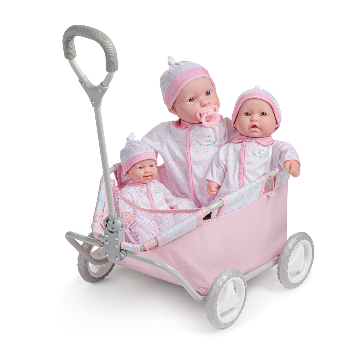 JC Toys - Berenguer Boutique Playtime | Deluxe Folding Pull Along | Pink Floral Collection | For Dolls up to 20" | Ages 3+