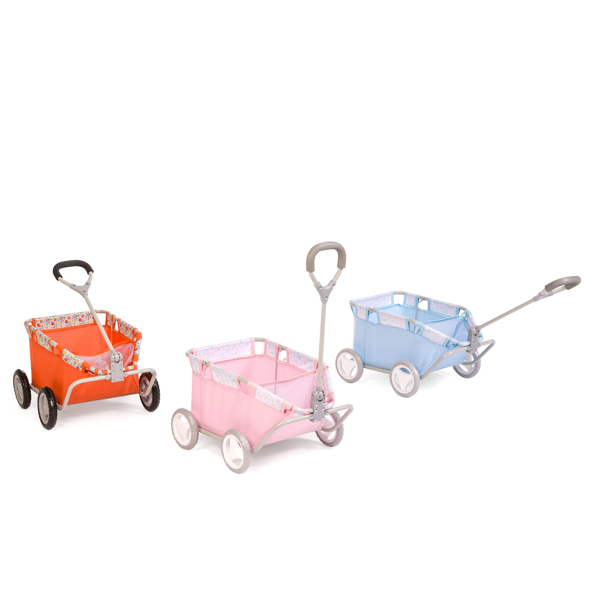 JC Toys - Berenguer Boutique Playtime | Deluxe Folding Pull Along | Pink Floral Collection | For Dolls up to 20" | Ages 3+