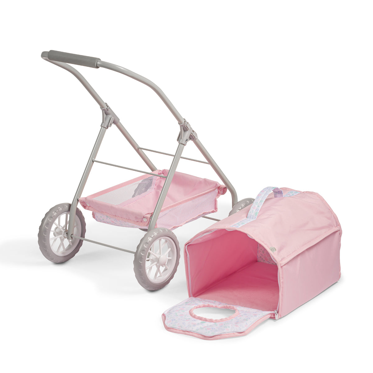 JC Toys - Berenguer Boutique Pet Stroller | Easy Folding | For Stuffed Animals | Ages 3+ | Pink Floral