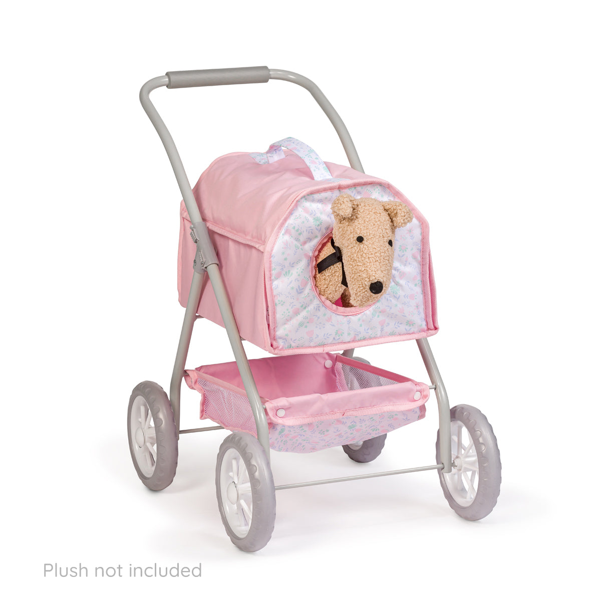 JC Toys - Berenguer Boutique Pet Stroller | Easy Folding | For Stuffed Animals | Ages 3+ | Pink Floral