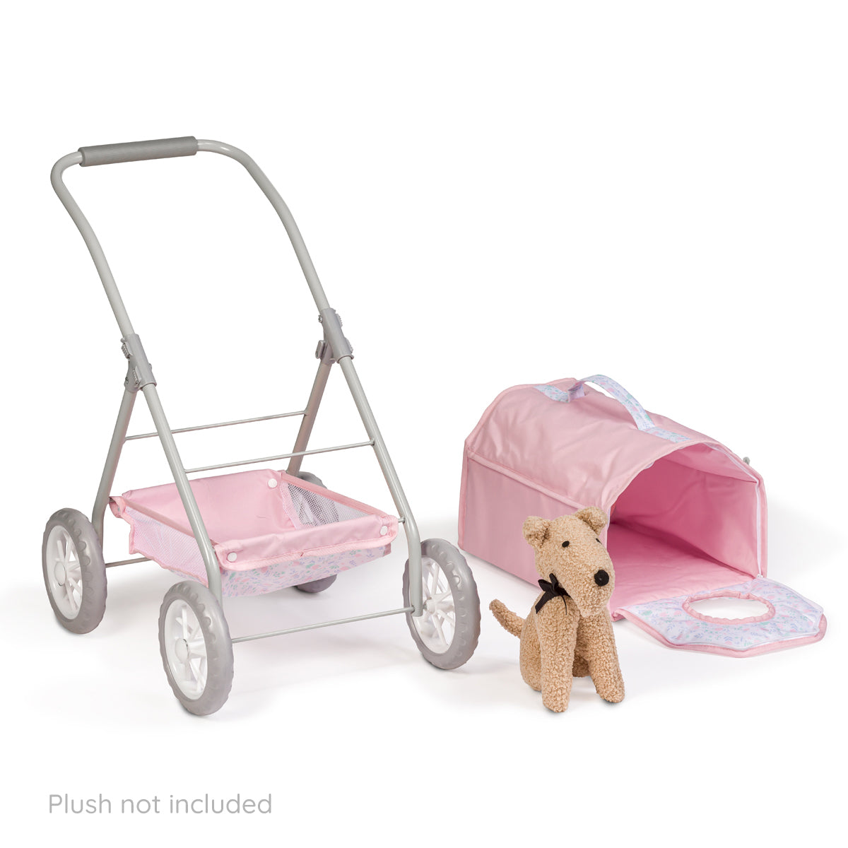 JC Toys - Berenguer Boutique Pet Stroller | Easy Folding | For Stuffed Animals | Ages 3+ | Pink Floral