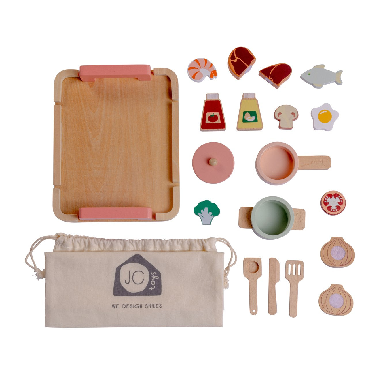 JC Toys Parfait Collection | Real Wood 16 Piece Kitchen Chef Set | For Dolls and Stuffed Animals of all Sizes | Ages 3+ | Twiggly Toys