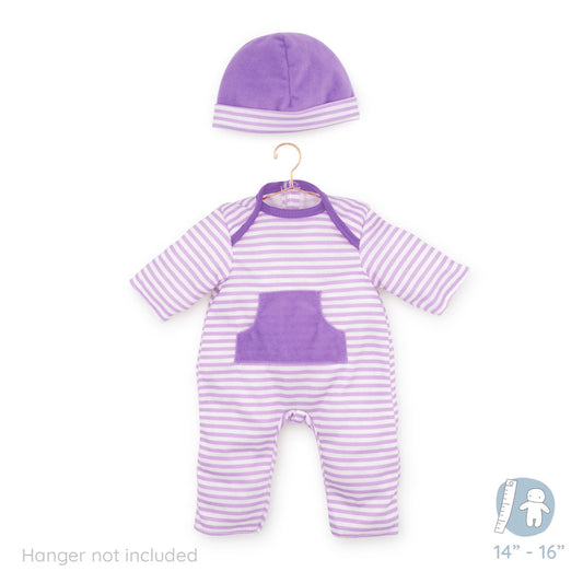 Berenguer Boutique ® FASHION Clothing for 14"-16" Dolls - Purple Stripe 2 Piece.