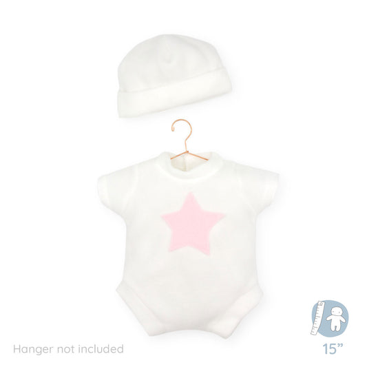 Pink and White Short Sleeve outfit for 15" Dolls (18051)