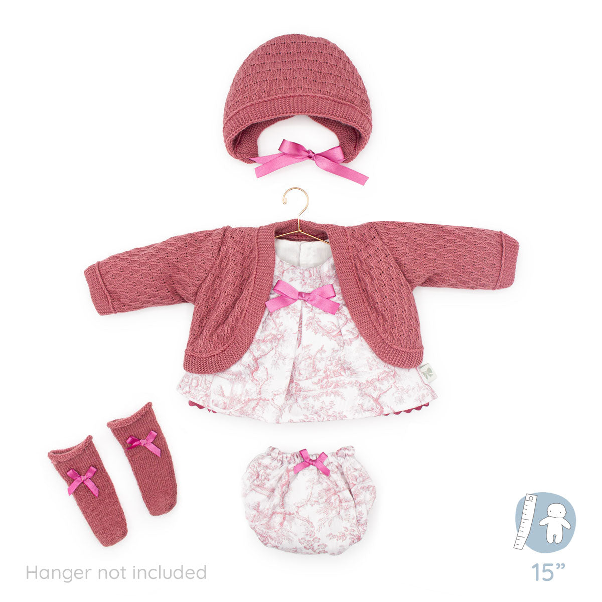 Pink Knit multi piece outfit for 15" Doll (18067)