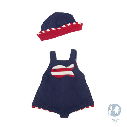 Red White and Blue Onesie and Hat for Dolls for 14" Dolls (18711)