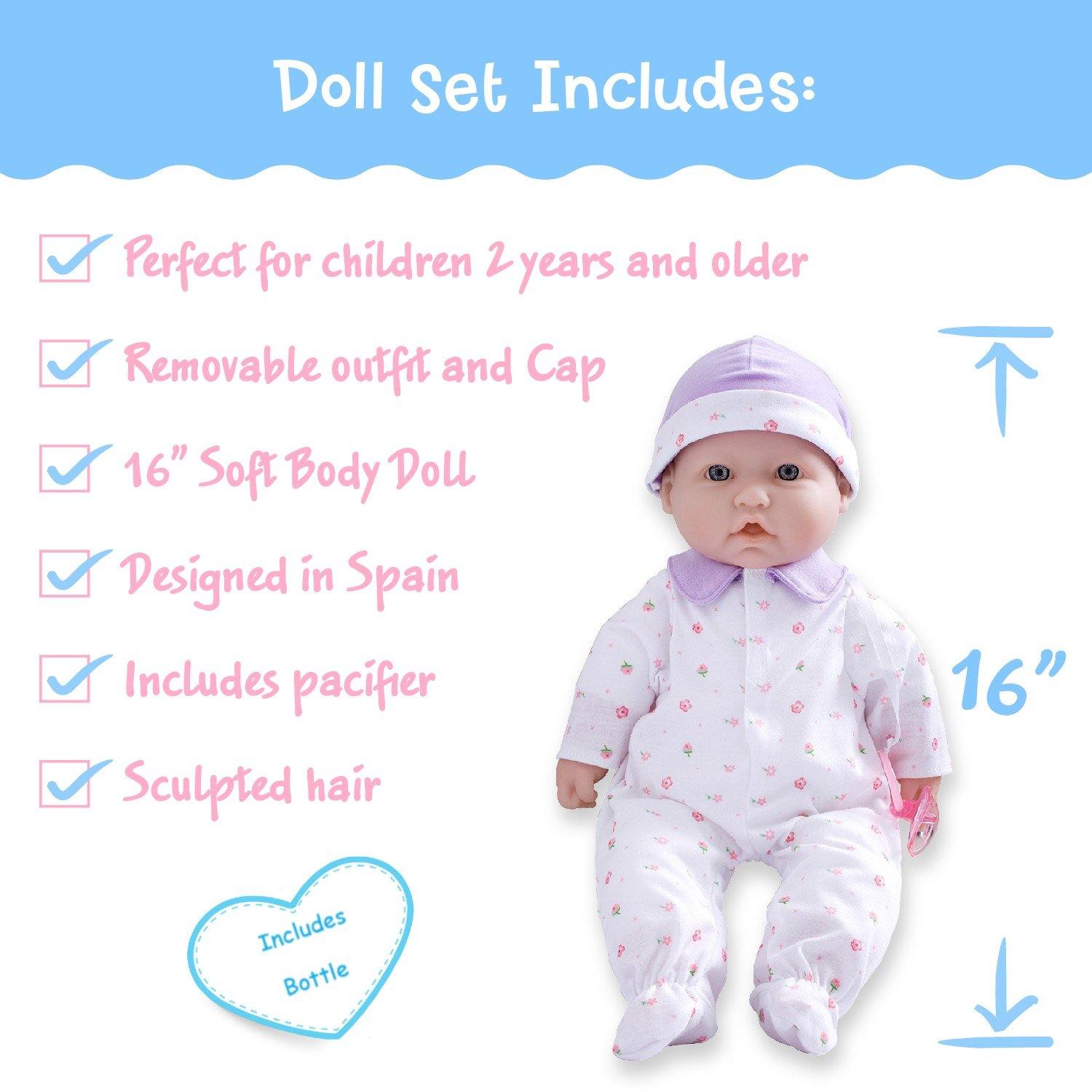 JC Toys 20 Caucasian Soft Body Doll, Pink