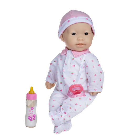 JC Toys, La Baby 16 inches Soft Body Asian Baby Doll in Pink Outfit - JC Toys Group Inc.